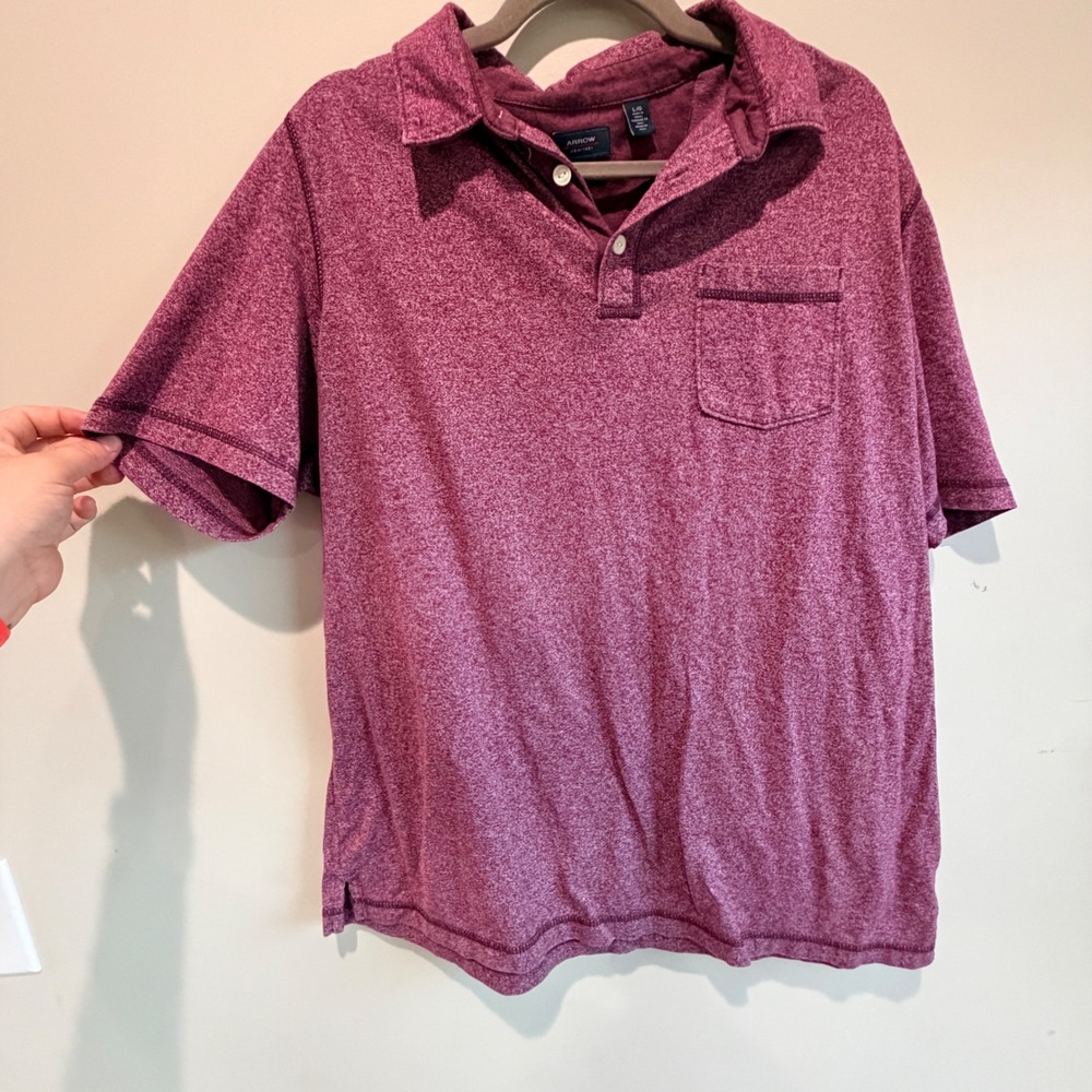 Arrow Polo Shirt Mens Size Large Maroon Heathered Soft Minimalist Cozy Classic